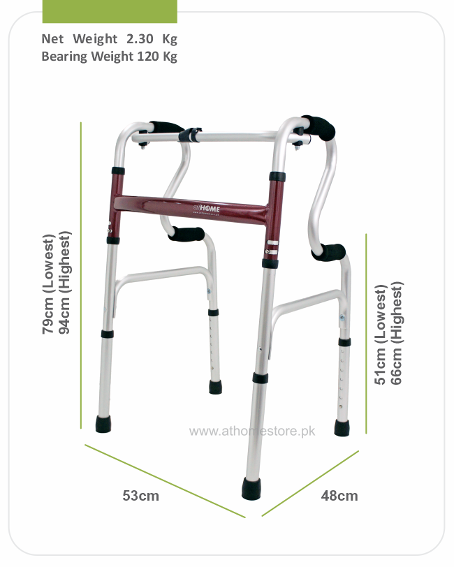 Foldable Walker with Double Handgrip AH1-962L - Convenient Mobility Aid - athomestore.pk